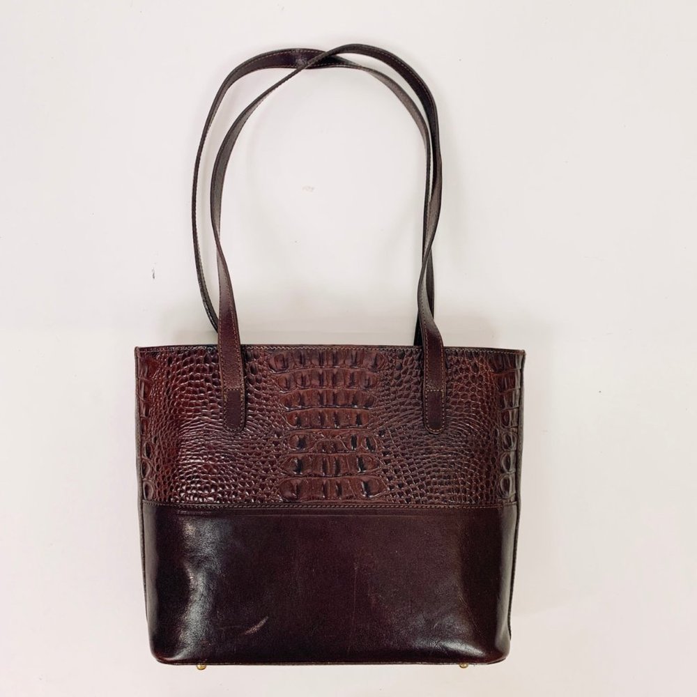 Vintage Brown Croc Embossed Structured Bag